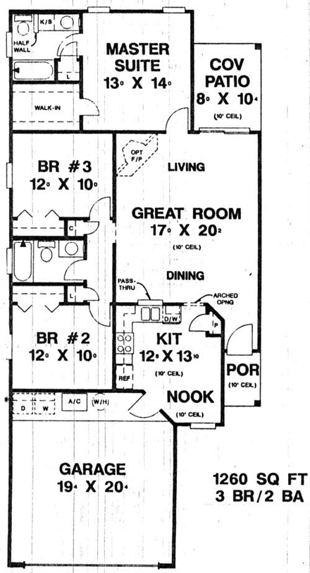 House Plan 53112 with 3 Beds, 2 Baths, 2 Car Garage First Level Plan