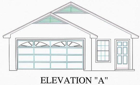 House Plan 53113 with 3 Beds, 2 Baths, 2 Car Garage Elevation