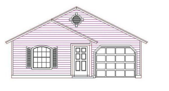 House Plan 53116 with 3 Beds, 2 Baths, 1 Car Garage Elevation