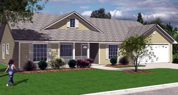 House Plan 53152 with 3 Beds, 2 Baths, 2 Car Garage Elevation