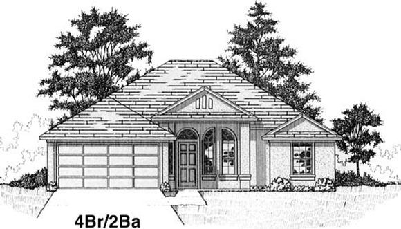 House Plan 53153 with 4 Beds, 2 Baths, 2 Car Garage Elevation
