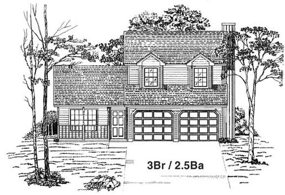 House Plan 53190 with 3 Beds, 3 Baths, 2 Car Garage Elevation