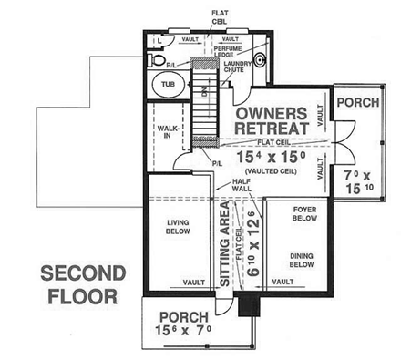 House Plan 53219 with 2 Beds, 2 Baths Second Level Plan