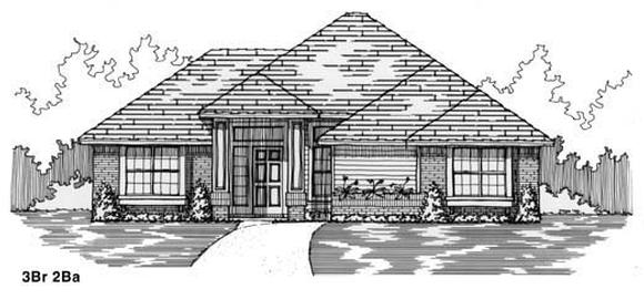 House Plan 53226 with 3 Beds, 2 Baths, 2 Car Garage Elevation