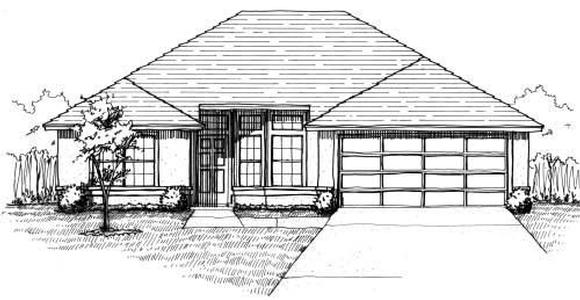House Plan 53229 with 3 Beds, 2 Baths, 2 Car Garage Elevation
