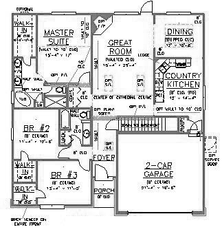 House Plan 53247 with 3 Beds, 2 Baths, 2 Car Garage First Level Plan