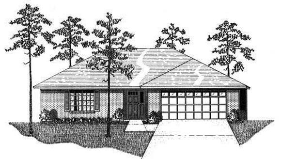 House Plan 53247 with 3 Beds, 2 Baths, 2 Car Garage Elevation