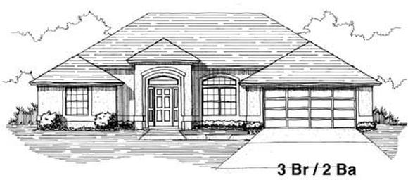 House Plan 53248 with 3 Beds, 2 Baths, 2 Car Garage Elevation