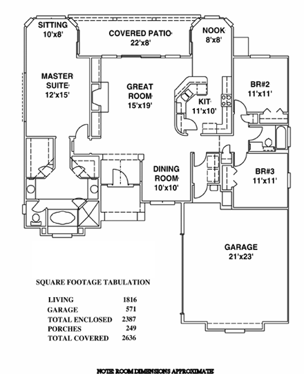 House Plan 53250 with 3 Beds, 2 Baths, 2 Car Garage First Level Plan