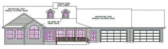House Plan 53260 with 3 Beds, 2 Baths, 4 Car Garage Elevation