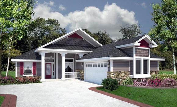 House Plan 53318 with 4 Beds, 3 Baths, 2 Car Garage Elevation