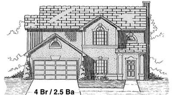 House Plan 53336 with 4 Beds, 2 Baths, 2 Car Garage Elevation