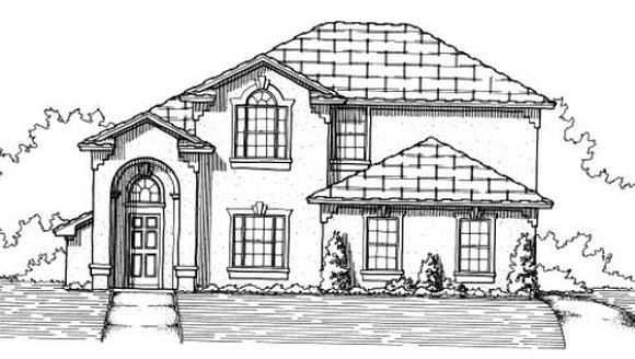 House Plan 53367 with 4 Beds, 3 Baths, 2 Car Garage Elevation