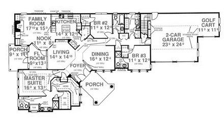 House Plan 53473 with 3 Beds, 3 Baths, 2 Car Garage First Level Plan