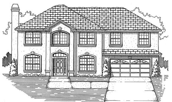 House Plan 53478 with 5 Beds, 2 Baths, 2 Car Garage Elevation