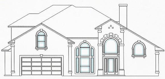 House Plan 53524 with 5 Beds, 4 Baths, 2 Car Garage Elevation