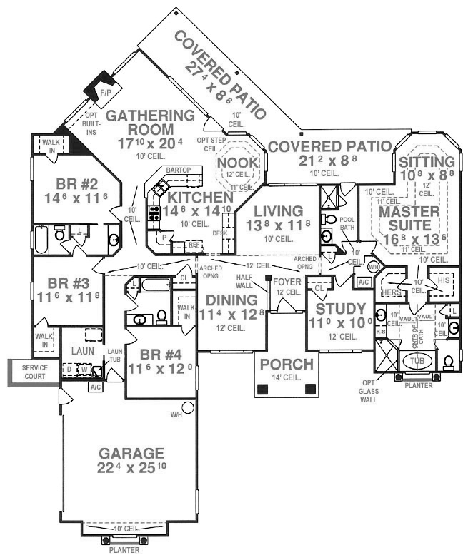 House Plan 53532 with 2941 Sq Ft, 5 Bed, 4 Bath