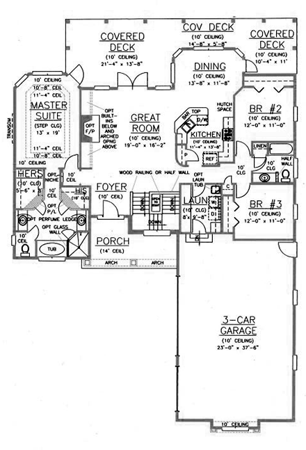 House Plan 53565 with 5 Beds, 4 Baths, 3 Car Garage First Level Plan
