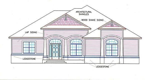 House Plan 53565 with 5 Beds, 4 Baths, 3 Car Garage Elevation