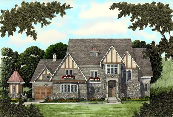 European, Tudor, Victorian House Plan 53743 with 4 Beds, 5 Baths, 3 Car Garage Elevation