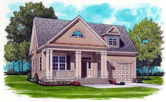 Colonial, Farmhouse House Plan 53754 with 3 Beds, 2 Baths, 2 Car Garage Elevation