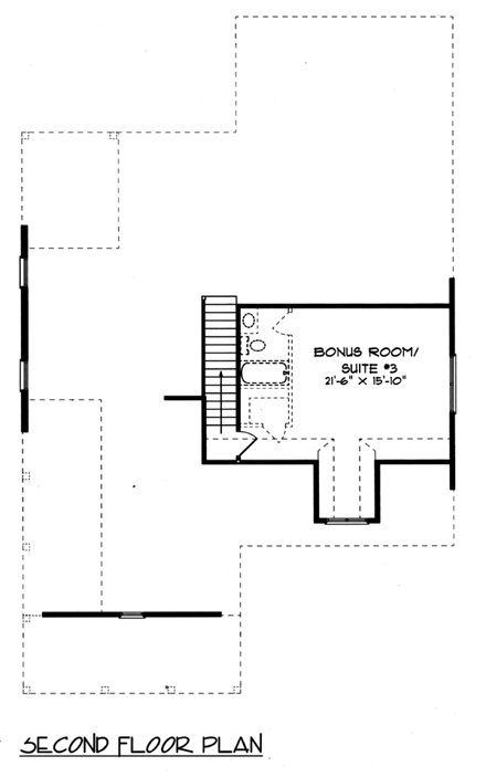 Farmhouse, Victorian House Plan 53756 with 2 Beds, 2 Baths, 2 Car Garage Second Level Plan