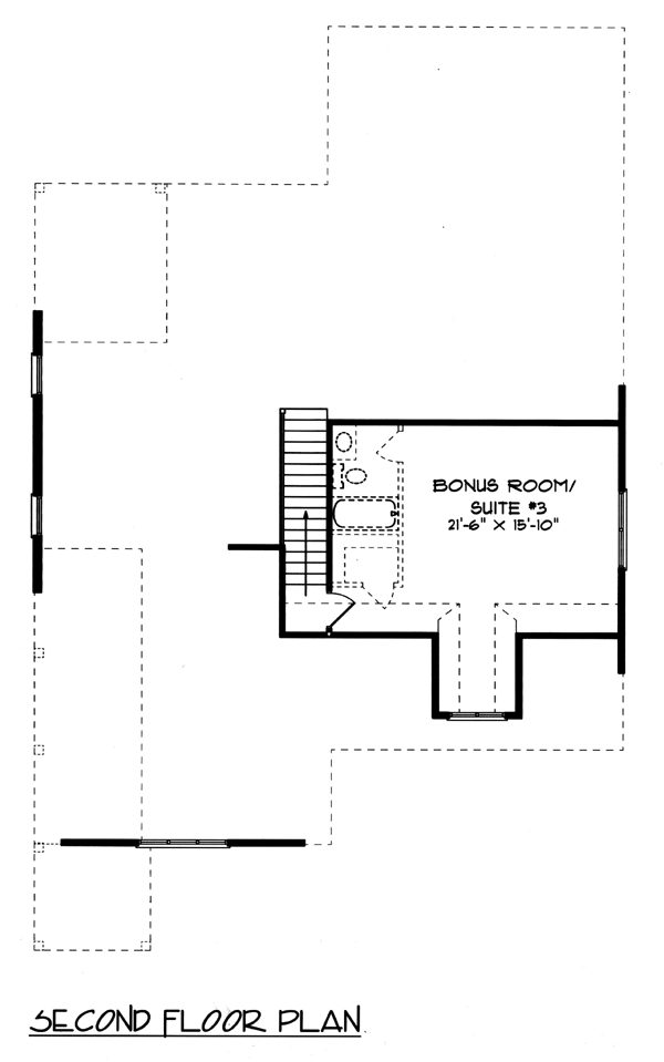 Craftsman, Victorian House Plan 53758 with 2 Beds, 2 Baths, 2 Car Garage Second Level Plan
