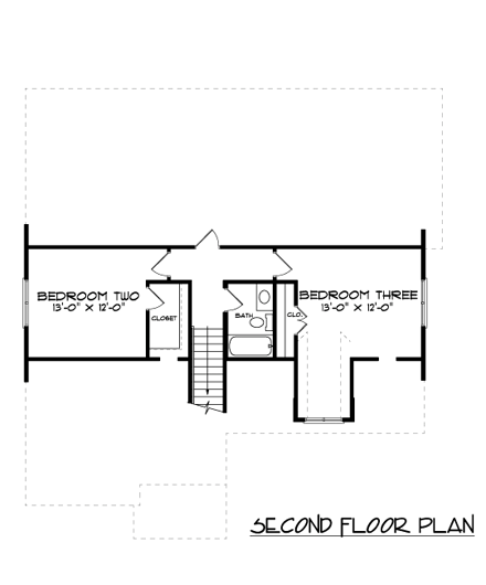 Craftsman House Plan 53760 with 3 Beds, 3 Baths, 2 Car Garage Second Level Plan