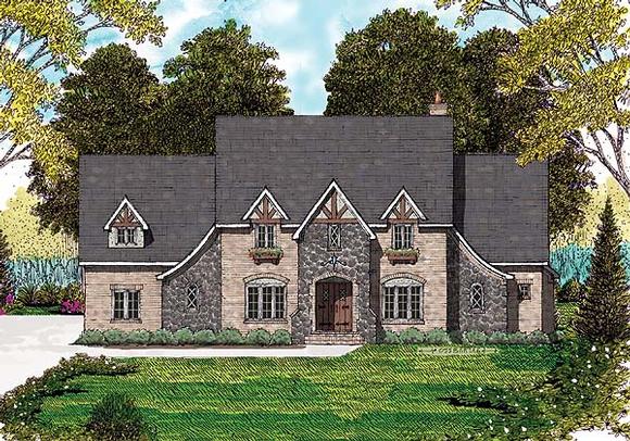 Tudor House Plan 53792 with 4 Beds, 4 Baths, 3 Car Garage Elevation
