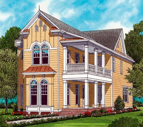 Farmhouse, Traditional, Victorian House Plan 53796 with 3 Beds, 3 Baths, 2 Car Garage Elevation
