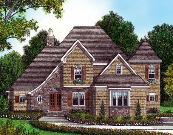 House Plan 53797 with 4 Beds, 4 Baths, 3 Car Garage Elevation