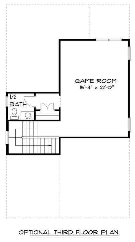Bungalow, Craftsman, Tudor House Plan 53834 with 4 Beds, 4 Baths Third Level Plan