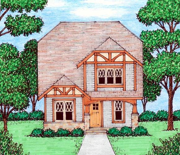 Bungalow, Craftsman, Tudor House Plan 53834 with 4 Beds, 4 Baths Elevation