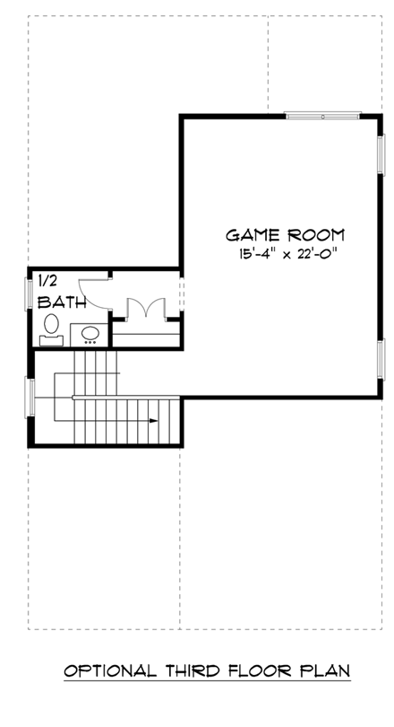Bungalow, Craftsman, Tudor House Plan 53835 with 4 Beds, 4 Baths Third Level Plan