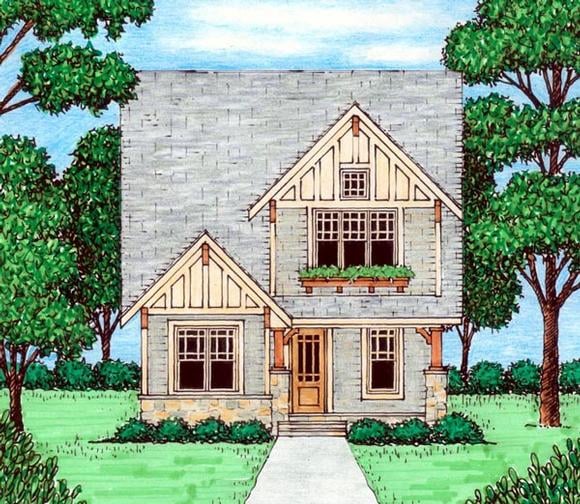 Bungalow, Craftsman, Tudor House Plan 53835 with 4 Beds, 4 Baths Elevation