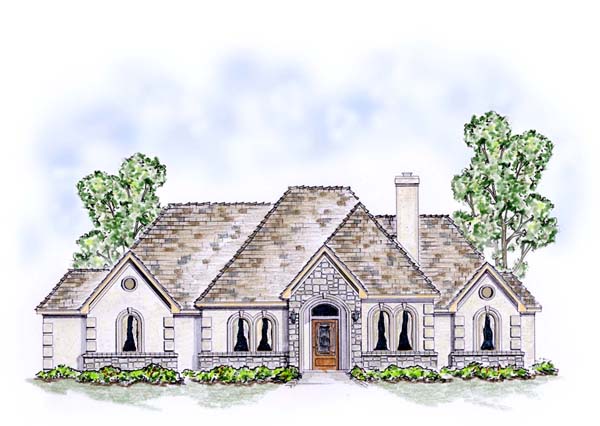European, Traditional House Plan 53901 with 3 Beds, 3 Baths, 3 Car Garage Elevation