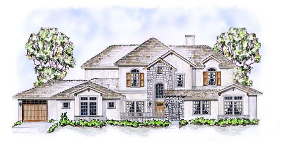 House Plan 53905 with 5 Beds, 5 Baths, 3 Car Garage Elevation