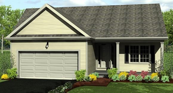 Ranch House Plan 54000 with 2 Beds, 2 Baths, 2 Car Garage Elevation