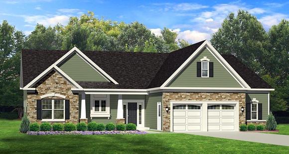 Ranch House Plan 54003 with 3 Beds, 2 Baths, 2 Car Garage Elevation