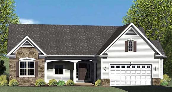 Ranch House Plan 54005 with 3 Beds, 2 Baths, 2 Car Garage Elevation