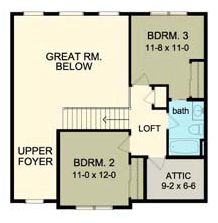 Cape Cod House Plan 54013 with 3 Beds, 3 Baths, 2 Car Garage Second Level Plan