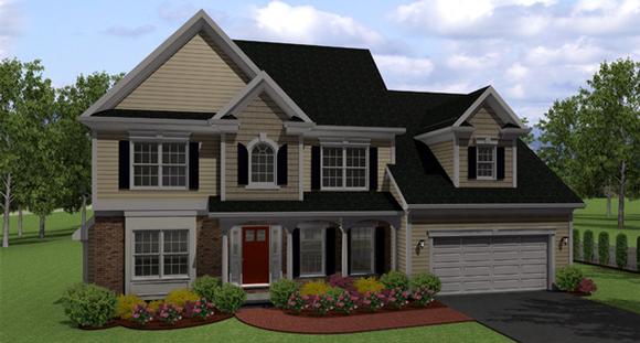 Country, Traditional House Plan 54024 with 3 Beds, 3 Baths, 2 Car Garage Elevation