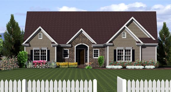 Ranch House Plan 54029 with 3 Beds, 3 Baths, 2 Car Garage Elevation