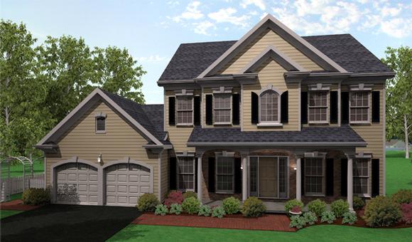 Country, Traditional House Plan 54030 with 4 Beds, 3 Baths, 2 Car Garage Elevation