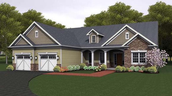 Ranch House Plan 54041 with 3 Beds, 3 Baths, 2 Car Garage Elevation