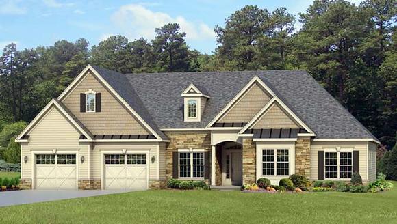 Ranch House Plan 54047 with 4 Beds, 3 Baths, 2 Car Garage Elevation