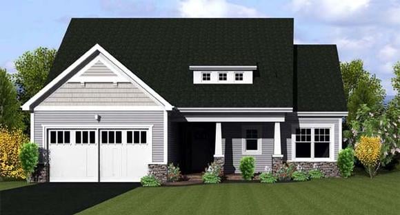 Ranch House Plan 54055 with 2 Beds, 2 Baths, 2 Car Garage Elevation