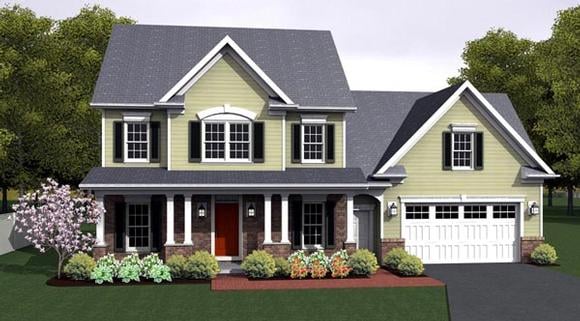 Traditional House Plan 54064 with 3 Beds, 2 Baths, 2 Car Garage Elevation