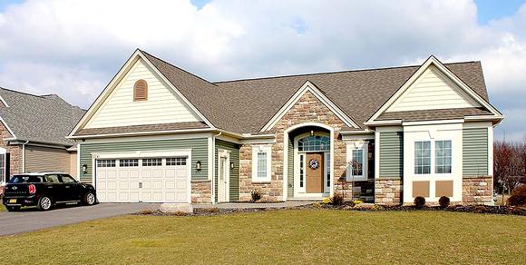 Ranch, Traditional House Plan 54066 with 3 Beds, 3 Baths, 2 Car Garage Elevation