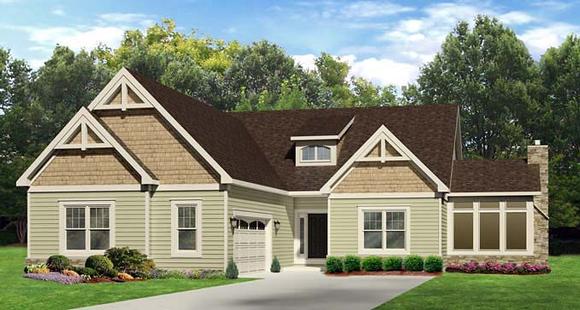 Ranch House Plan 54069 with 3 Beds, 3 Baths, 2 Car Garage Elevation